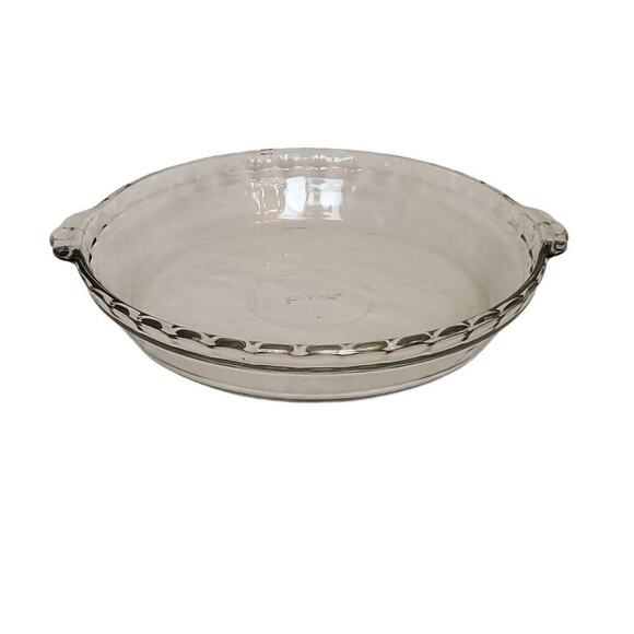 Vintage PYREX #229 Clear 9.5" Pie Plate Fluted Edge Made In USA SCALLOPED - Picture 1 of 4